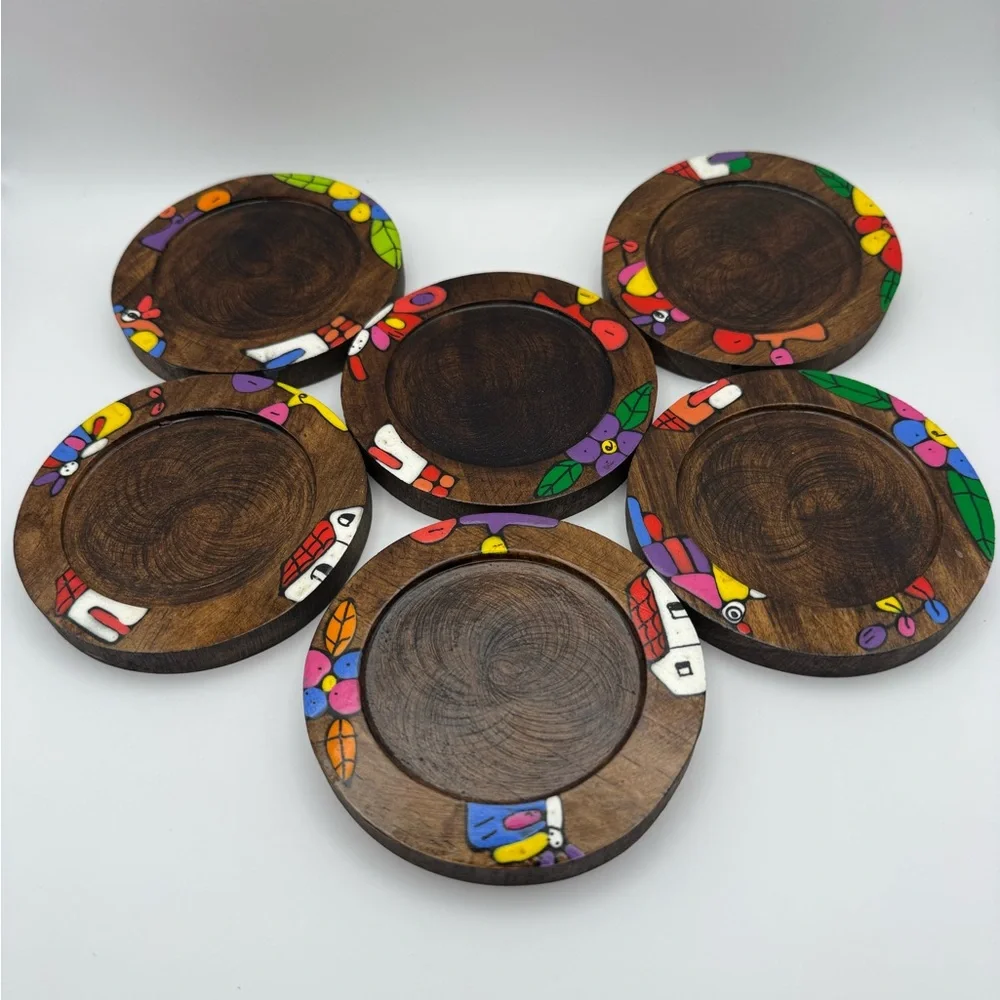 Colorful Wooden Coaster Set